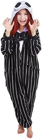 The Nightmare Before Christmas Jack Skellington Skeleton Romper Adult Men Women Unisex Animal Kigurumi Cosplay Pajamas Outfit Nonopnd Nightclothes Onesies Halloween Costume Clothing