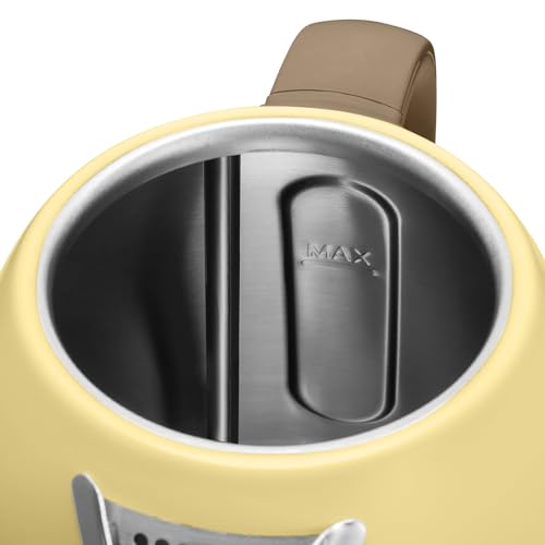BUYDEEM K640 Stainless Steel Electric Tea Kettle with Auto Shut-Off and Boil Dry Protection, 1.7 Liter Cordless Hot Water Boiler with Swivel Base, 1440W (Mellow Yellow)