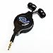 Tera Grand RETA-WV02B Retractable In-Ear Stereo Headphone, 4' - New & Improved 2017 Model