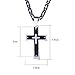 Mecoo Mens Cross Necklace 316L Stainless Steel Silver Black Crucifix Pendant with 22inch Byzantine Chain