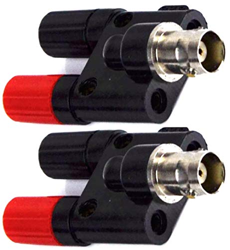 MWRF Source 2 PC BNC Female to Dual 4mm Banana Female Jack Socket Binding Post Adapter Connector