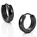 Urban Jewelry Mens Black Stainless Steel Hinged Hoop Earrings 10mm