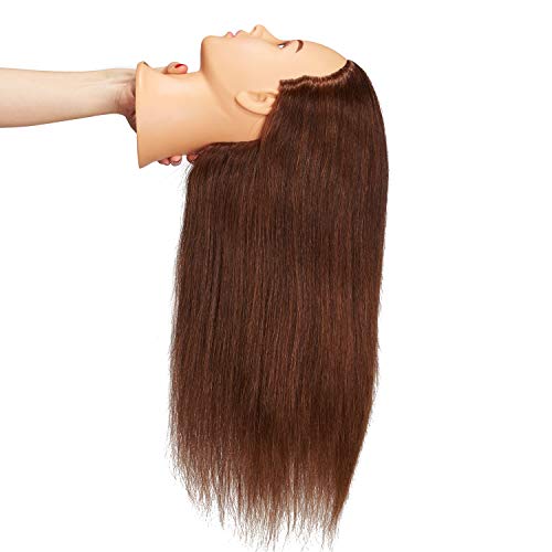 Hairingrid Mannequin Head 24"-26"100% Human Hair Hairdresser Cosmetology Mannequin Manikin Training Head Hair and Free Clamp Holder (R71906LB0418H) - Thumbnail 3