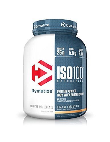 Dymatize ISO 100 Whey Protein Powder with 25g of Hydrolyzed 100% Whey Isolate, Gluten Free, Fast Digesting, Orange Dreamsicle, 3 Pounds