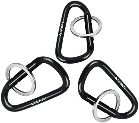 ANNAN Carabiner Clip 2.23" Aluminum D-Ring Spring Loaded Gate Small Keychain Carabiners Set for Outdoor Camping Mini Lock Hooks Spring Snap Link Key Chain Durable Electrophoresis Black Paint Surface