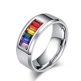 JAJAFOOK Stainless Steel Rings Mens Womens Wedding Gay Pride LGBT Rings for Gay & Lesbian US,Size 5-12