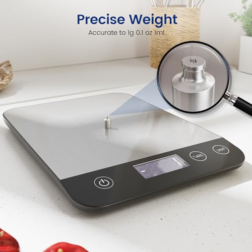 【Rechargeable & 33lb 】 Digital Kitchen Scale, USB C Electronic Kitchen Scale, 15 kg, High Precision 1 g/0.1 oz Food Scale, Professional with Hard Function, Batteries Included (B1)
