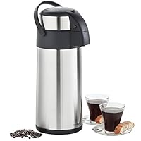 VonShef Thermal Airpot Carafe Coffee Beverage Dispenser Stainless Steel, Large 5 Liter or 170 fl oz Capacity (07/177)