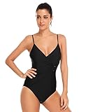 Ekouaer Womens One Piece Tummy Control Swimsuit V Neck Padded Monokini(S-XXL)