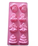 Allforhome (TM) 8 Cavity Christmas Tree Santa Claus Bells Silicone Cake Baking Mold Polymer Clay Chocolate Biscuit Candle Soap DIY Mold Bakeware