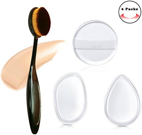 Citus Washable Silicone Makeup Sponges Set,Cosmetic Tools Puff BB Beauty Blender For Concealer,Gel Foundation and Contouring(3pcs Silisponge + Makeup Brush)