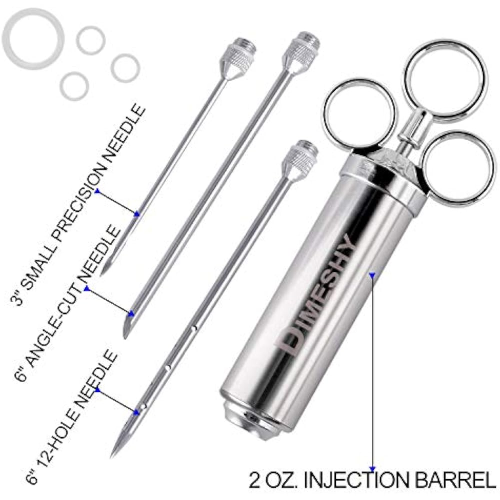 Heavy Duty 304 Stainless Steel Meat Injector Kit With 2oz Large