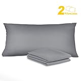 Sunnest 2 Pack Pillow Cases King Size 100% Microfiber Wrinkle Resistant Hypoallergenic Material Envelope Closure End Ultra Soft and Comfortable for Sleep (Grey)