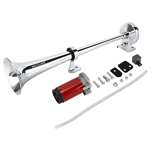8MILELAKE 150db 12V 450mm Super Loud Air Horn Compressor Single Trumpet Truck Lorry Train