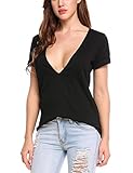 Zeagoo Women's Short Sleeve Deep V Neck T-Shirt