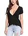 Zeagoo Women's Short Sleeve Deep V Neck T-shirt