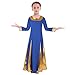 Girl Praise Dance Circle Dress Christian Bell Long Sleeves Liturgical Loose Costume Baptism Holy Communion Party Assumption Day Dresses Kids Junior National Day of Prayer Royal Blue+Gold 7-8 Years