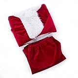 Christmas Santa Claus Costume with Beard,Velvet Men's Deluxe Santa Suit,Wine Red,M to L