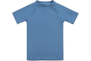 ESTAMICO Boys Short Sleeve Rash Guard Shirt Quick Dry Swimwear UPF 50+ Protection Athletic Swim Tee