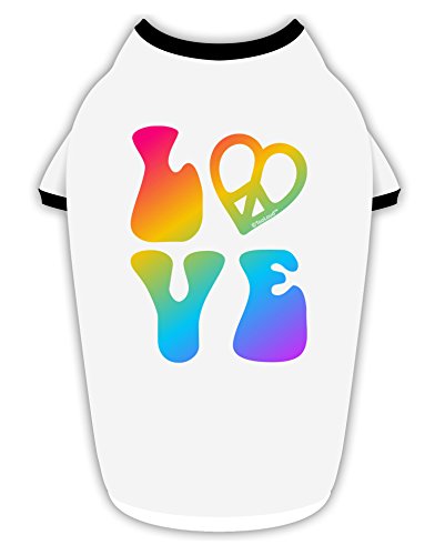 TooLoud Peace and Love - Peace Heart Love Cotton Dog Shirt White with Black Medium