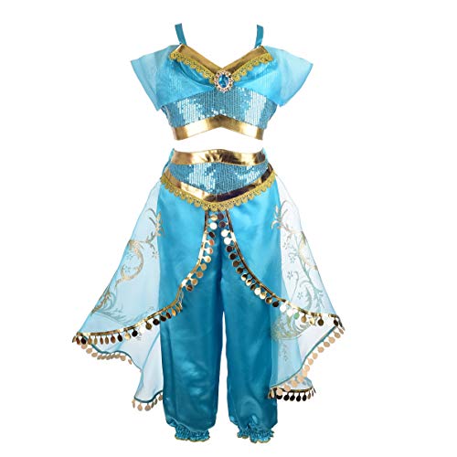 Dressy Daisy Girls Princess Jasmine Dress Up Costumes Halloween Party Fancy Dress Size 10/12
