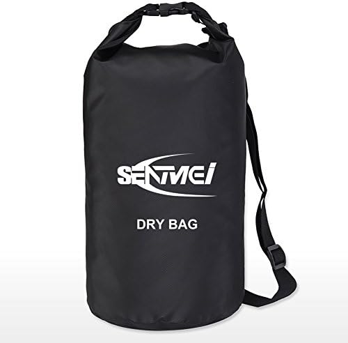 SENMEI Waterproof Dry Bag Outdoor Rucksack with Water Resistant PVC Tarpaulin for Kayaking, Camping, Fishing (Black, 20L)