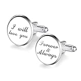 DALARAN Mens Personality Cufflinks Silver Plated Letter Cufflinks 0.63 Inch for Men Wedding Jewelry
