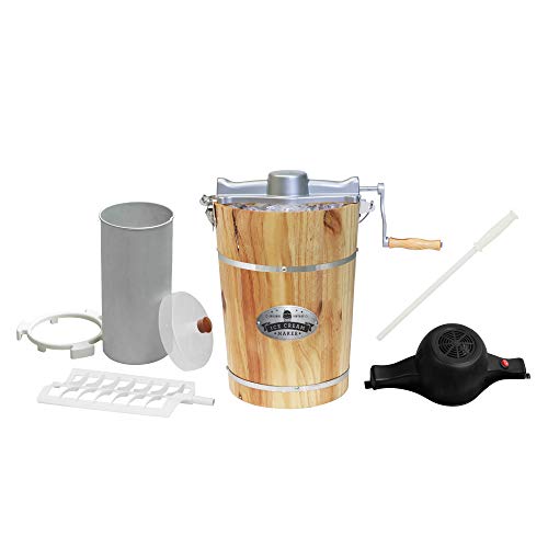 Elite Gourmet Old Fashioned 6 Quart Vintage Wood Bucket Electric Ice Cream Maker Machine