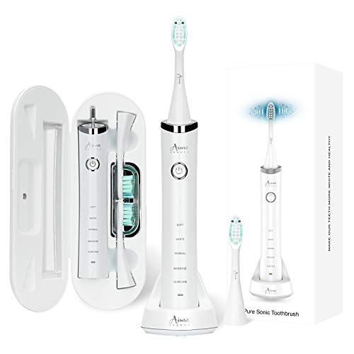 Sonic Electric Toothbrush with UV Sanitizer Travel Case，Wireless Rechargeable Sterilizer Powered Tooth Brushes for Adults, 5 Optional Modes, 2 Mins Smart Timer, USB Fast Charging & Replace (White) - Thumbnail 7