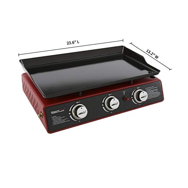 Royal-Gourmet-PD1301R-24-Inch-3-Burner-Portable-Table-Top-Gas-Grill-Griddle-25500-BTUs-Red