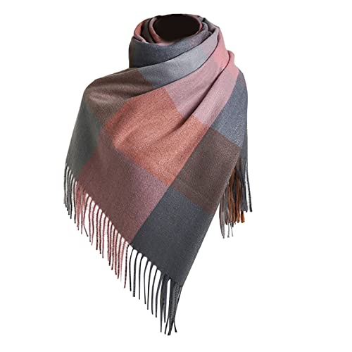 scarf for women uk Ladies Scarves Womens Autumn Winter Scarf Classic Plaid Scarf Warm Soft Large Blanket Shawl Scarfs Spinning Tassel Shawl Scarves Gifts for Women ladies shawls and wraps Pink