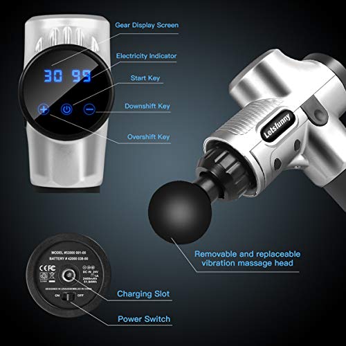 Deep Tissue Percussion Muscle Massager Carrying Case Massage Gun for Pain Relief, Handheld Electric Cordless Body Massager Sports Drill Portable Vibratio Super Quiet Massager