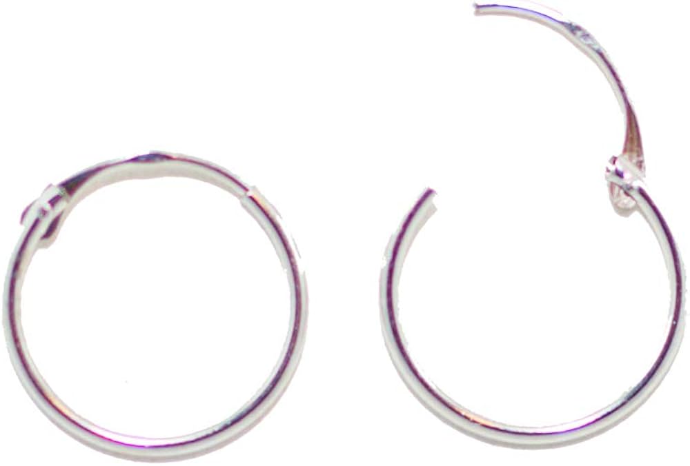 14K Gold Continuous Endless Hinged Thin Hoop Earrings, 1014mm, 0.390.55 inches (1mm Tube