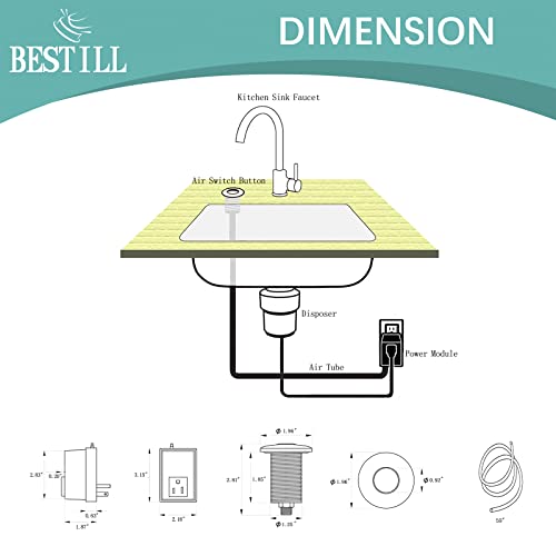 BESTILL Sink Top Garbage Disposal Air Switch Kit, Brushed Gold Full