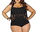 Creabygirls Womens Plus Size Print High Waist Two Piece Tassel Swimsuits(Black,X-Large)
