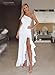 BTFBM 2018 Women’s One Shoulder Split Bodycon Mermaid Evening Cocktail Long Dress (White, X-Large)