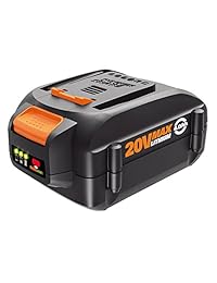 WORX Batería de ion litio de 20V, alta capacidad, centro de carga 4.0 amperios por hora