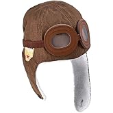 HUIANER Baby Pilot-Style Hat Winter Hat with Earflaps Brown | Aviator-style hat Soft Plush Headwear Fits Boys and Girls 19 To 21 Inches Keeps Heads Warm for Theme Party Photography Props