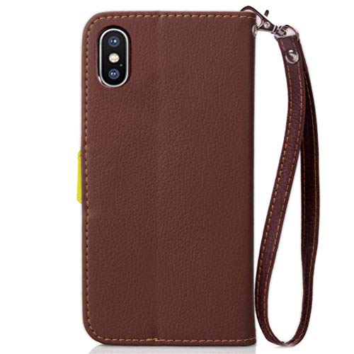 ZSTVIVA iPhone Xs Max Leather Phone Case 6.5 inch PU Flip Soft TPU Inner Cover Buckle Wallet Bracket Anti-Fall Shockproof Lychee Texture Smartphone Case