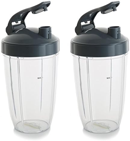 24 oz Cups For NutriBullet Blender w/ Leak Flip To Go Lid. Dishwasher Safe & BPA-free NutriBullet Replacement Cups Fit NutriBullet 600 Watt and NutriBullet Pro 900 series (Pack of 2)