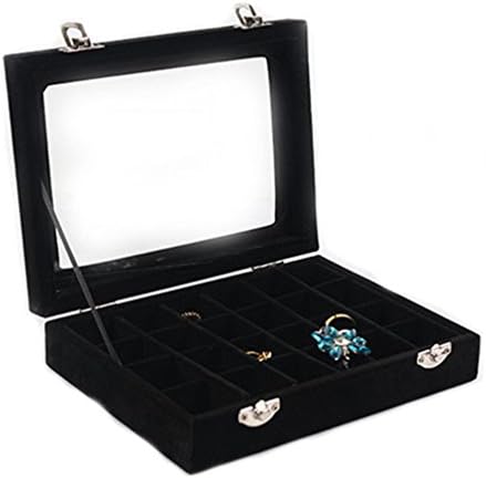 JUDISS 24 Grids Velvet Jewelry Box Makeup Holder Case Organizer Women Jewelery Storage Black