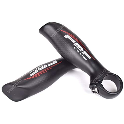 Vinqliq 2PCS Carbon Fiber MTB Bike Bicycle Cycling 7/8" Handlebar Bar End Grips Lightweight Durable with 2 Bar Plugs and Allen Wrench for MTB Road Bike (Matt Black)