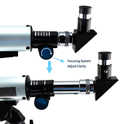 Oumoda Telescope, Travel Scope, 90 X Refractor Telescope, Astronomy Telescope Tabletop Nature Exploration Gifts Toys for Kids, Adults Sky Star Gazing, Birds Watching - Thumbnail 2