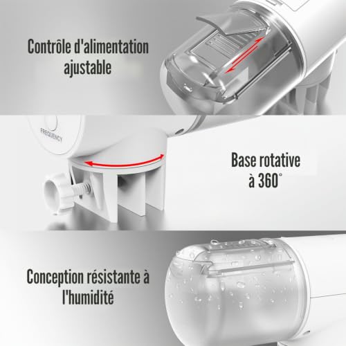 JuzPetz - Automatic Fish Food Dispenser | 4 Programmable Timers | Automatic Aquarium Feeder | Aquarium Accessory | White