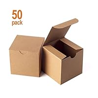 Giftol 50 Pack Kraft Gift BoxeGiftol Kraft Gift Box 50 Pack 3 x 3 x 3 inches Fold Box Easy Assemble Paper Gift Box Bridesmaids Proposal Box for Bridal Birthday Party Christmas