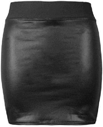 Women Ladies Wet Look Shinny Faux Leather Short PVC Mini & Midi Skirt