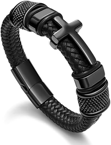 Amazon.com: Black Cross Cuff Bracelet for Men,Stainless Steel