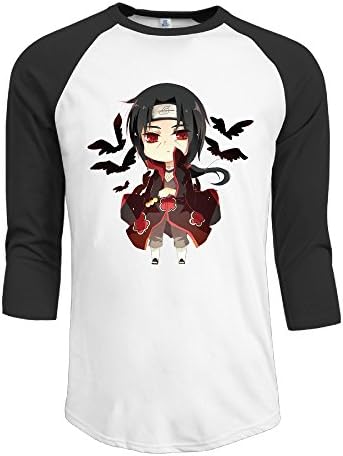 Naruto Cute Itachi Akatsuki Men Raglan 3/4 Sleeve Tshirt Hip Hop Black