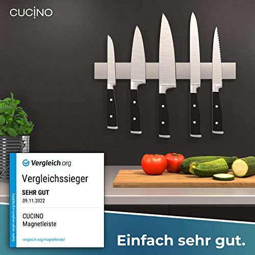 Cucino Knife Holder, Magnetic Adhesion Included 3M VHB adhesive tape – magnetic strip, self-adhesive for wall mounting, no drilling, 40 cm magnetic knife strip for kitchen, office and workshop