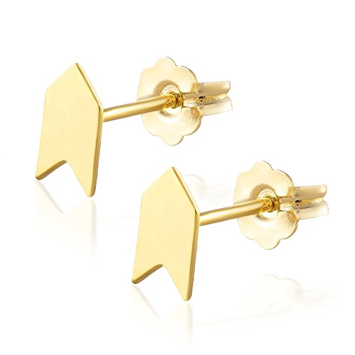 BallucciToosi Arrow Earrings-14k Real Stud Yellow Gold Girls Women Christmas Gift - Small and Minimalist Stud Earrings
